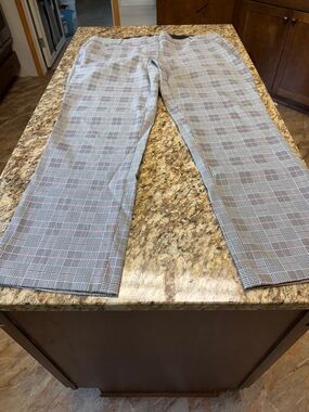 Lane Bryant Gray Plaid Dress Pants with Pink Windowpane